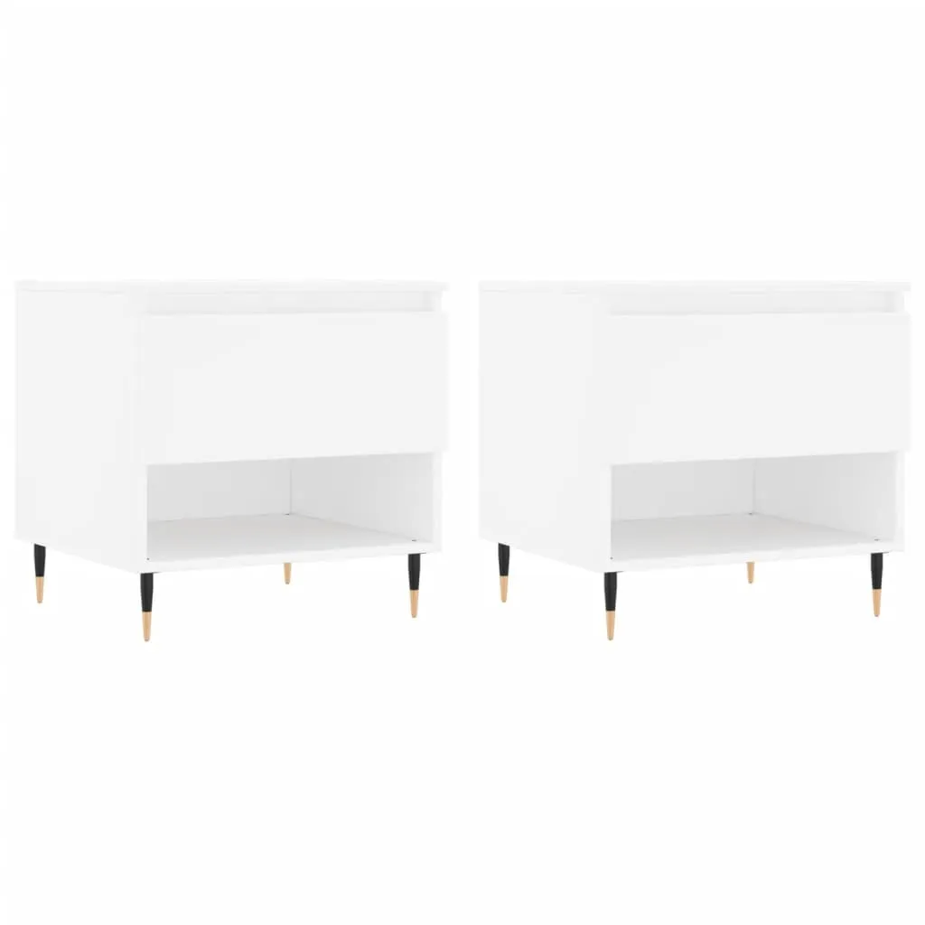 Offerta Set 2 Tavolini Bianchi 50x46x50 cm Legno Ingegnerizzato