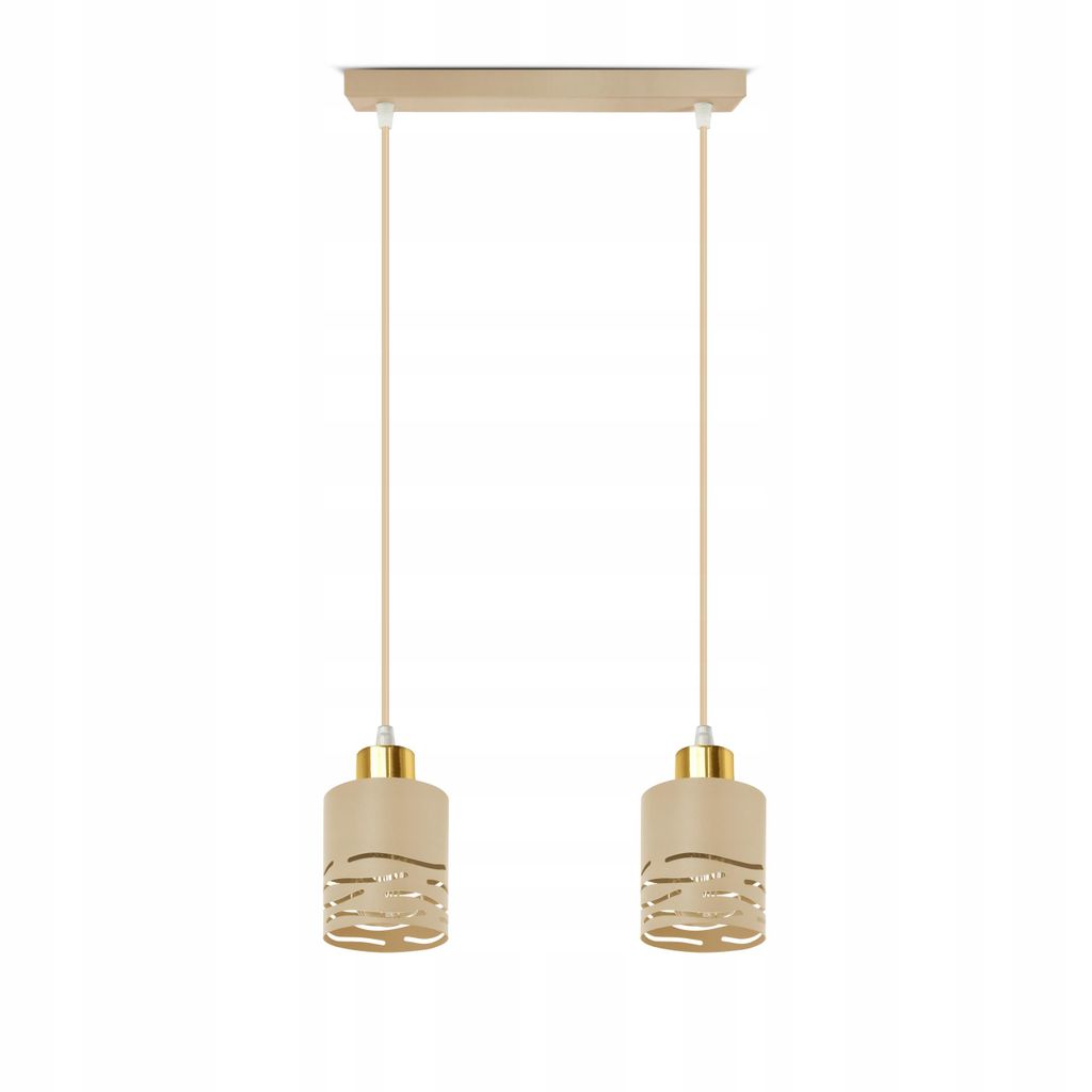 LUXOLAR - LED Pendelleuchte 2-flammig Creme/Gold E27 60W - Hängelampe für Wohnzimmer, Küchen - Modern, Japandi Design