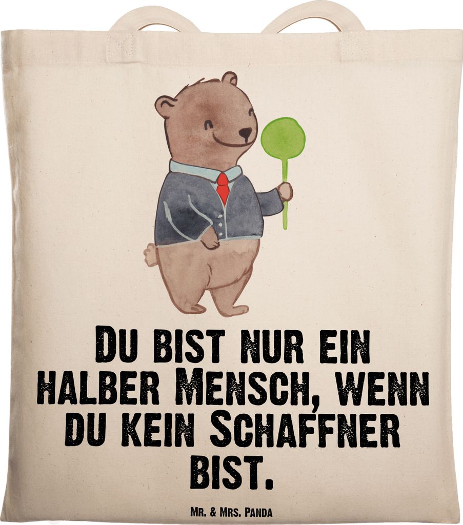 Mr. & Mrs. Panda Shopping Tasche Schaffner Herz - Transparent - Geschenk, umhängebeutel, Schultasche, Einkaufstasche, Laptoptasche