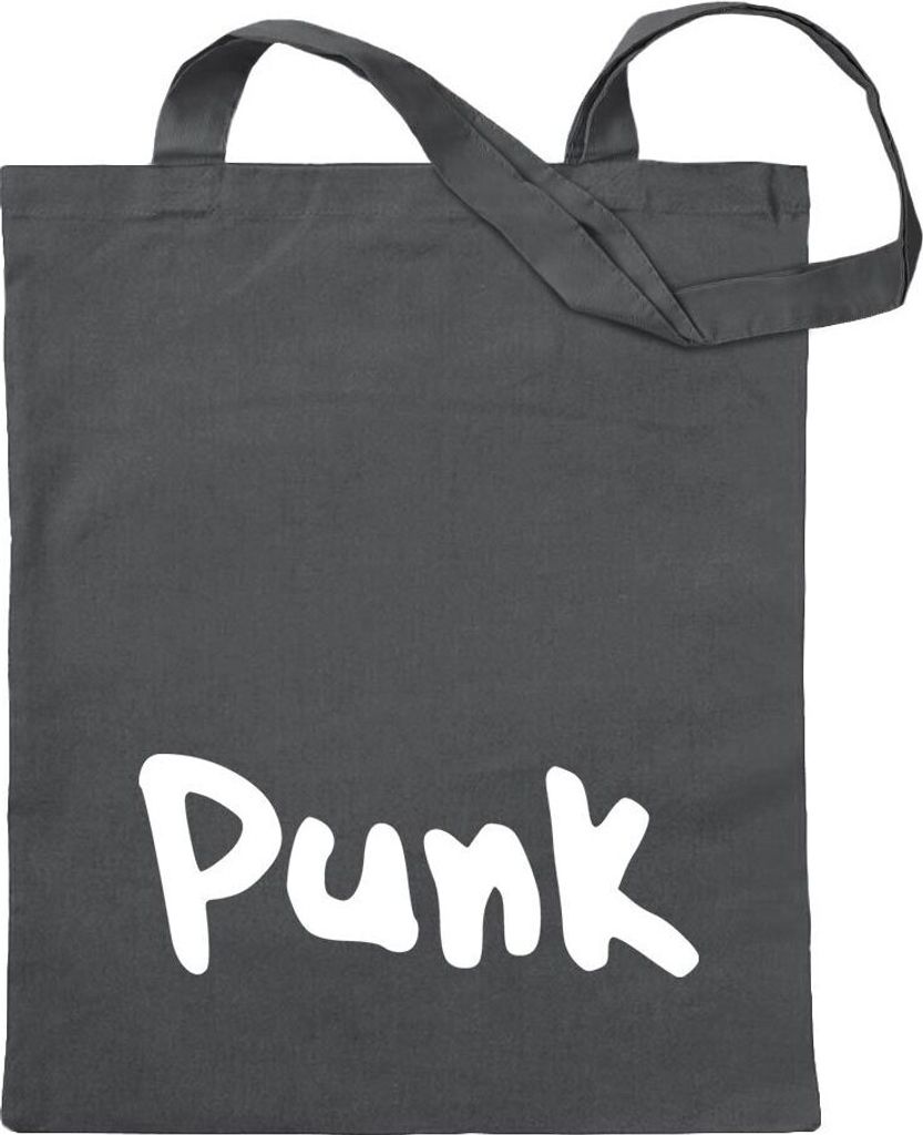 Kiwistar - Baumwolltasche - stahlgrau - Punk Schriftzug Musikrichtung - Tragetasche Stoffbeutel Umhängetasche Langer Henkel