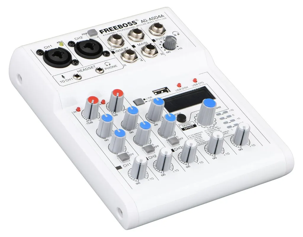 Table de Mixage Bluetooth 4 Canaux Anti-Interférence avec Prise EU Vert