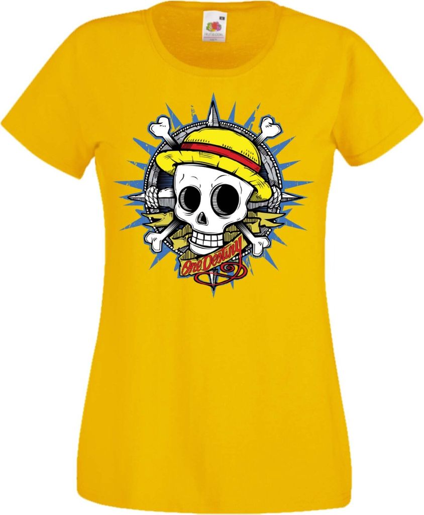 Damen T-Shirt Manga Anime One Manga Piece Anime 08 Skull Pirate, Lady L / Gelb