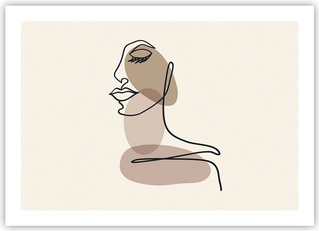 Poster - Poster ohne Rahmen - Zeichnung einzeilig Frau - 70x50 cm - Wand Bild - Wanddeko - Wandbilder - Kunstposter - Wandposter - Bilder - Kunstdr...