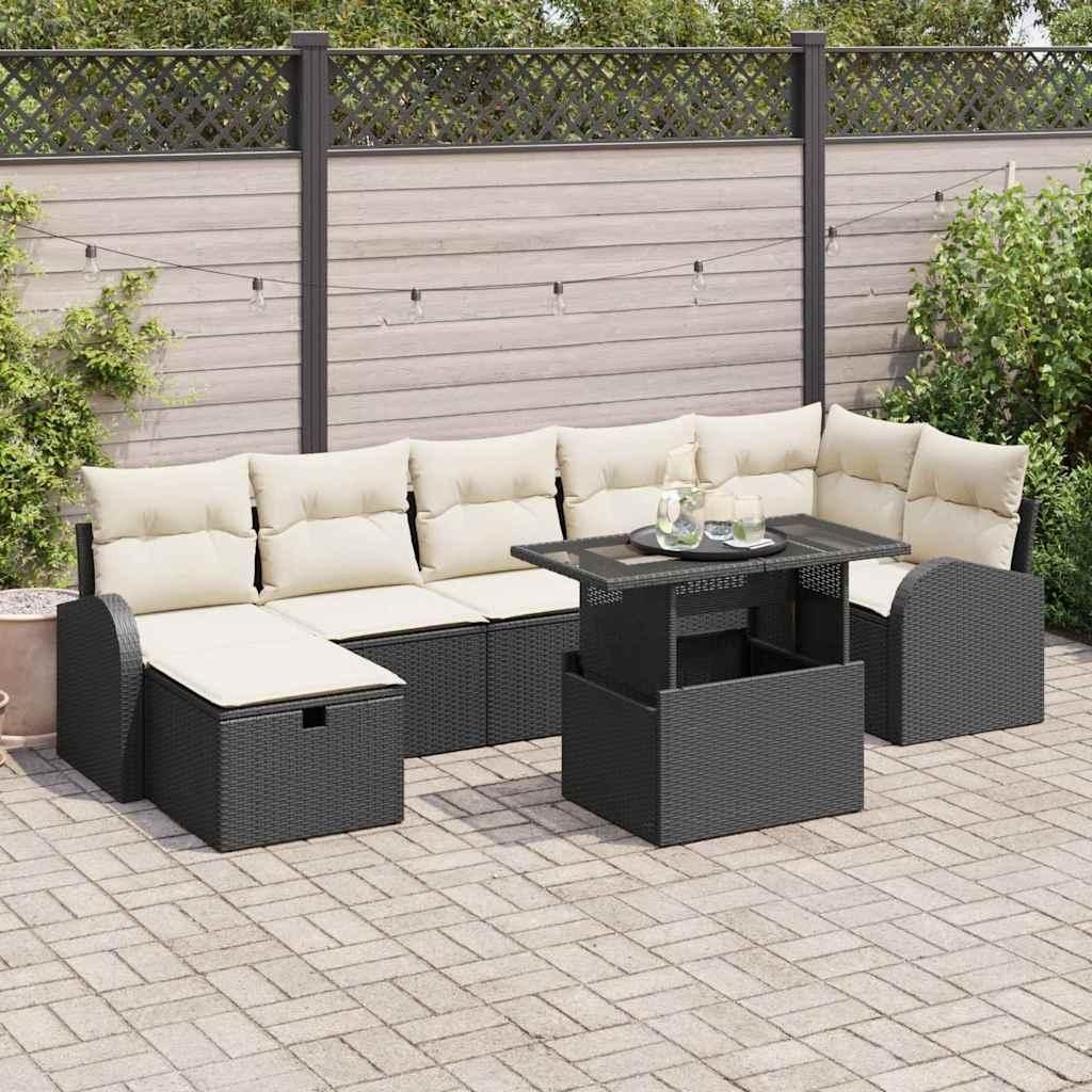 Maison Exclusive - Garten-Sofa-Set mit Kissen 8 pcs Schwarz Poly Rattan