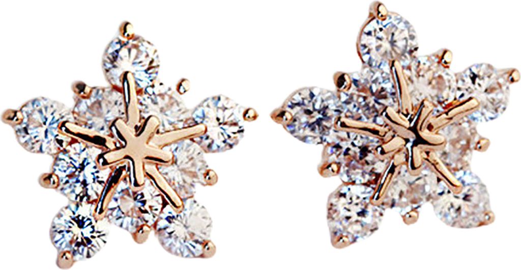 Ohrstecker, fünfblättrige Blume, glitzernde Legierung, Ohrring-Schmuckzubehör für Dating-Golden