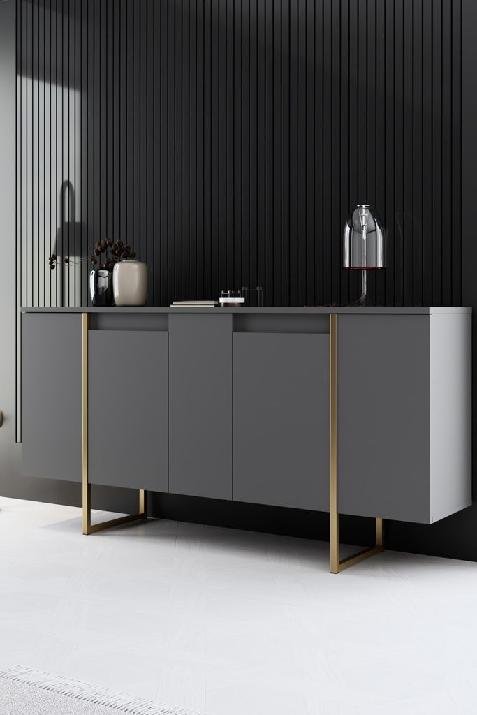 Skye Decor, Luxe - Anthracite, Gold, Wohnzimmerschränke, Produktbild 