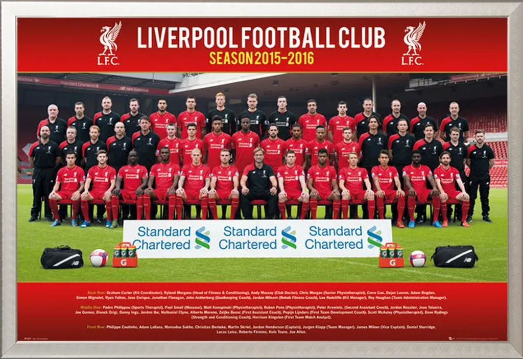 Affiche Liverpool FC Encadrée 15/16 : Fini les Posters Plissés et Abîmés