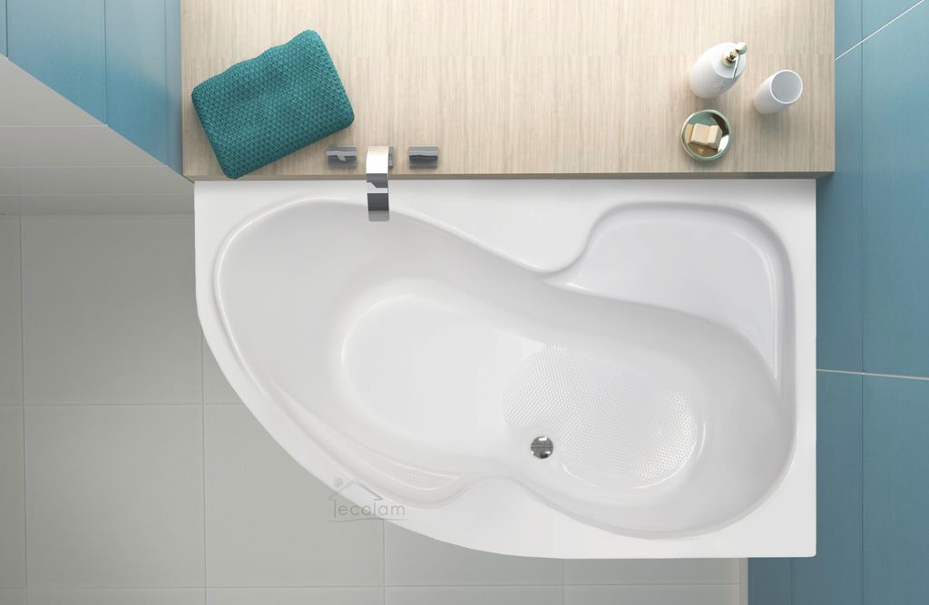 ECOLAM Eckbadewanne Badewanne Acrylwanne WELA 170x100 cm RECHTS + Ablaufgarnitur Ab- und Überlauf Automatik Füße Silikon Antirutsch rutschfest p...