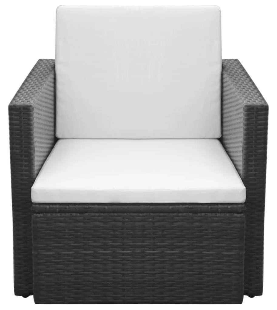 vidaXL Záhradné kreslo s vankúšmi Poly Rattan Black Obrázok produktu 