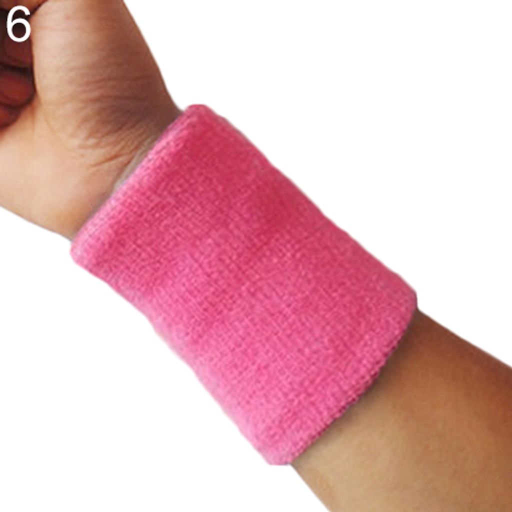 1x Sport Handgelenk Schweißband Tennis Squash Badminton GYM Basketball Armband Geschenk-Rosa