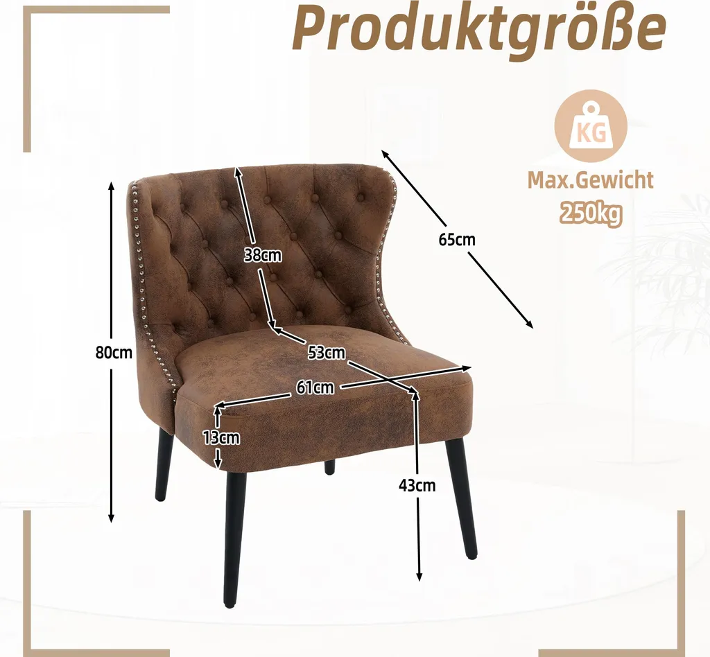 Chaise confortable microfibre marron antitache LVHOM dossier bouton
