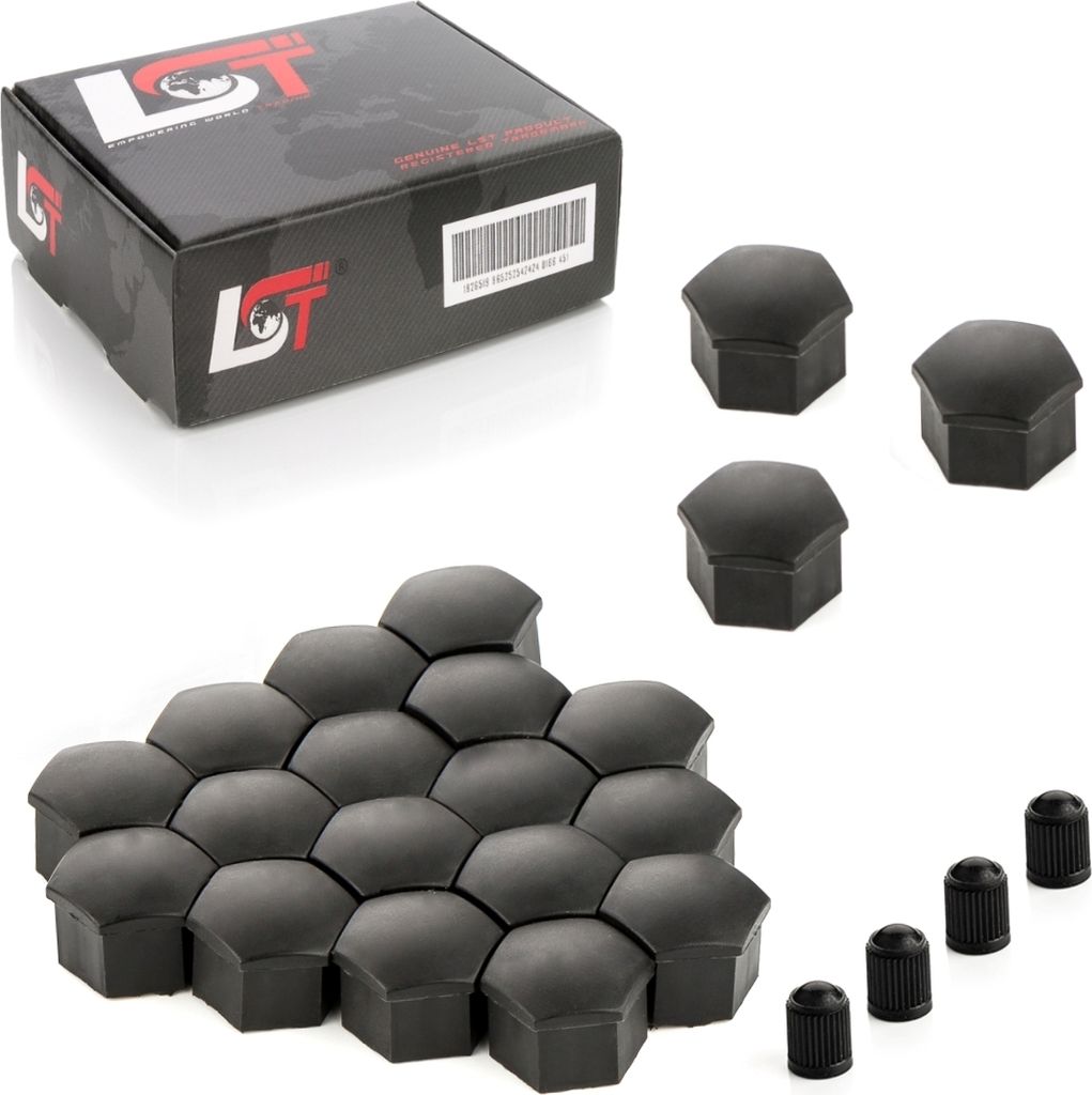 20x Radschrauben Kappen 17 mm schwarz für ALFA FIAT LANCIA Produktbild 
