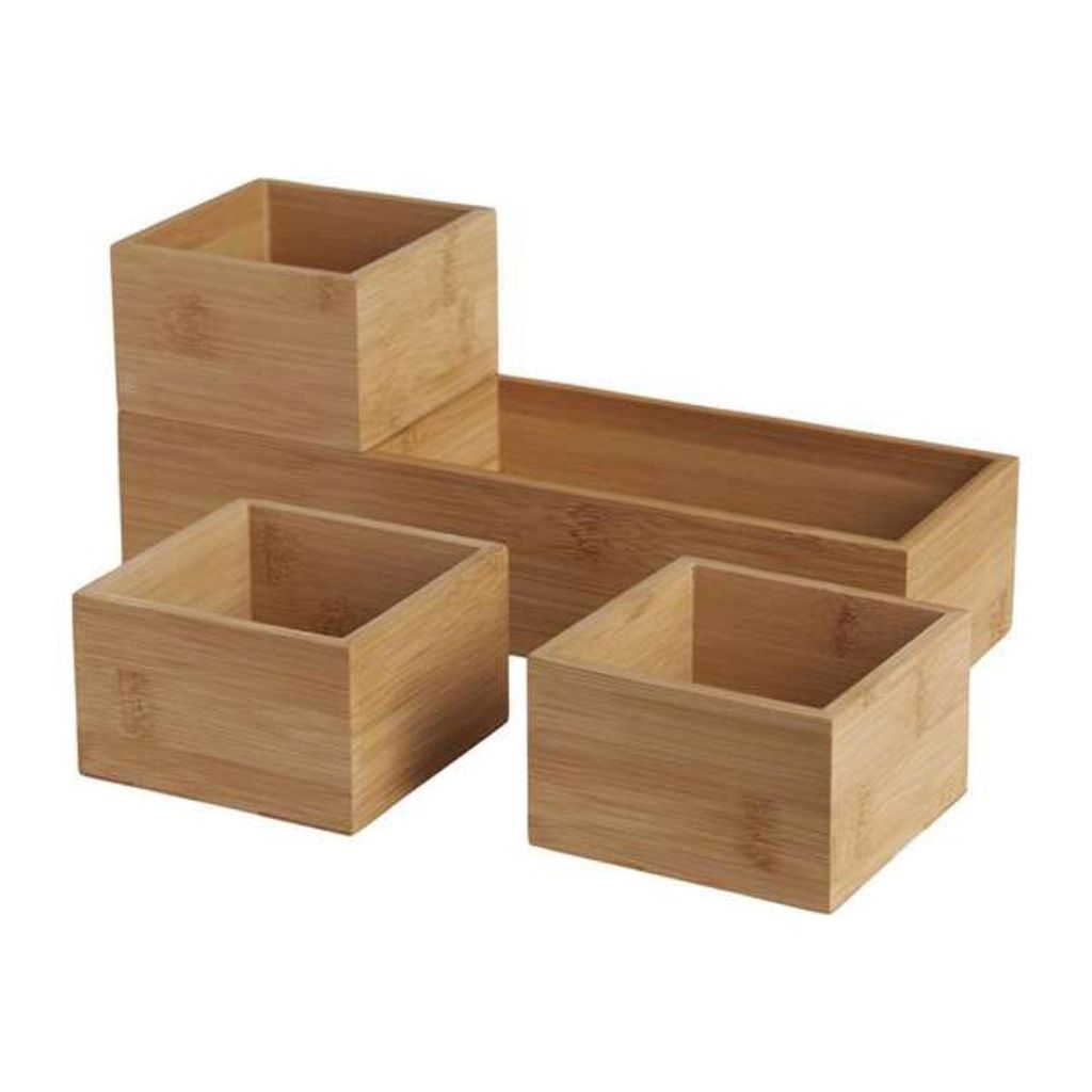 Contenitori impilabili in bambù, set da 4 pezzi. Organizer, Immagine del prodotto 
