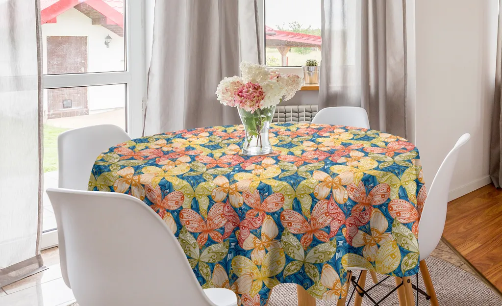 ABAKUHAUS Tovaglia Rotonda Foglie e Fiori: Arredo Tavola Autunnale