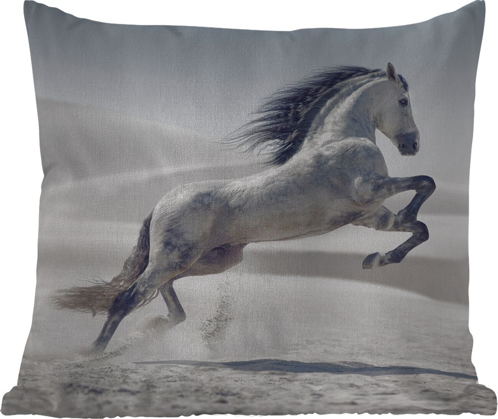 MuchoWow Outdoor Kissen - Pferd - Tiere - Sand - Natur - 45x45 cm - Wetterfest - Lounge Kissen - Fotokissen - Dekoratives Kissen