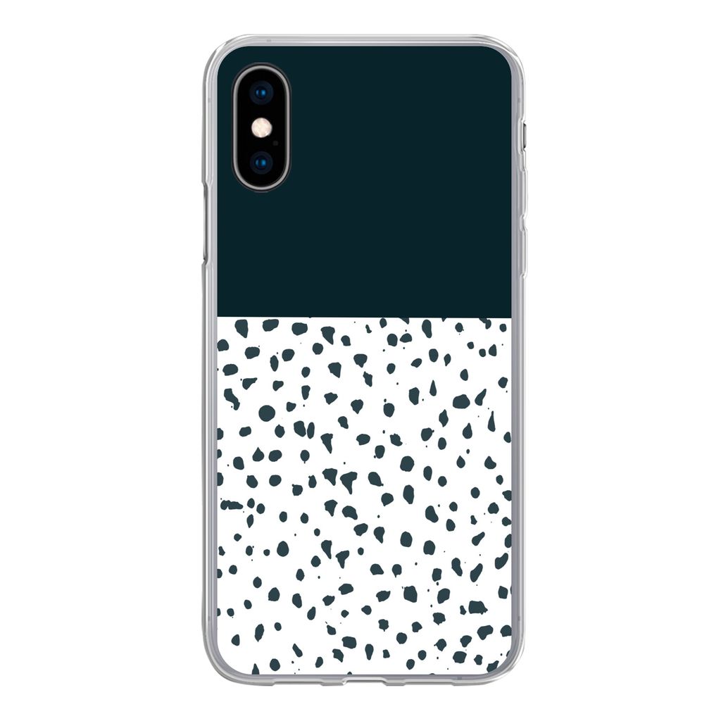 MuchoWow Handyhülle Schutzhülle Hülle für iPhone X Polka dots - Schwarz - Weiß Silikon Softcase Handy Hülle - Handyhülle