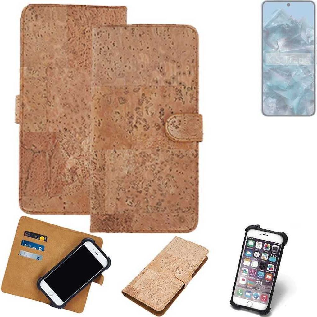 K-S-Trade Hülle kompatibel mit Google Pixel 8 Pro Kork Handyhülle Cover Schutzhülle TPU Case Bumper in Hellbraun, (1x)