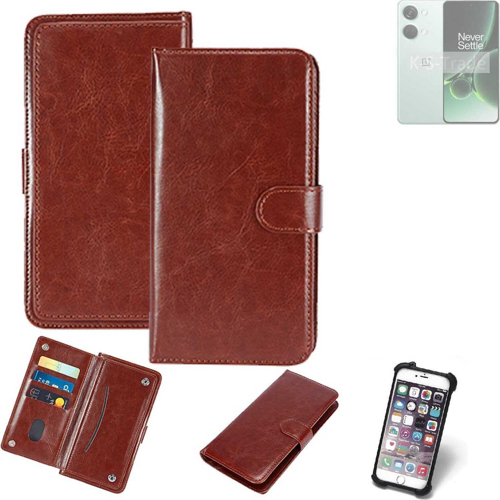 K-S-Trade 360° Hülle kompatibel mit OnePlus Nord 3 5G braun Kunstleder Case BookCase WalletCase Kunstlederederhülle Handyhülle, Rundumschutz