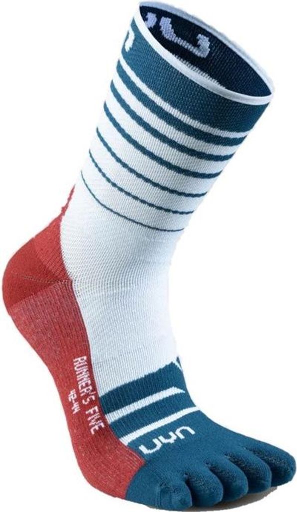 UYN Five Socks White/Blue Poseidon/Red Unisex, Größe:45-47, Farbe:White/Blue Poseidon/Red
