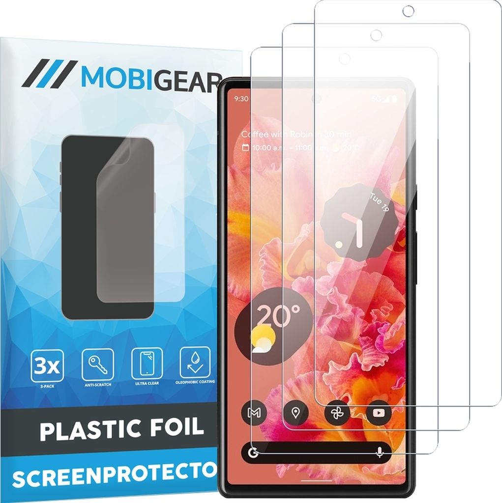 Mobigear Google Pixel 6 Displayschutz Schutzfolie - Hüllenfreundlich (3er Pack)