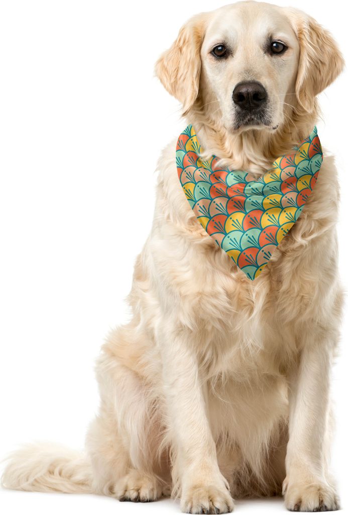 ABAKUHAUS Orange und Türkis Haustier Bandana, Waage, 55x55 cm, Mehrfarbig