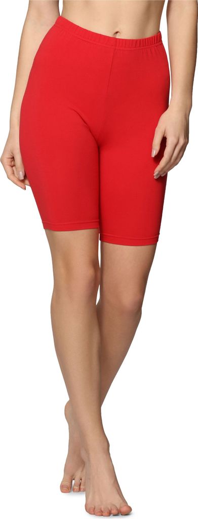 Bellivalini Damen Kurze Leggings aus Baumwolle BLV50-157 (Rot, M)