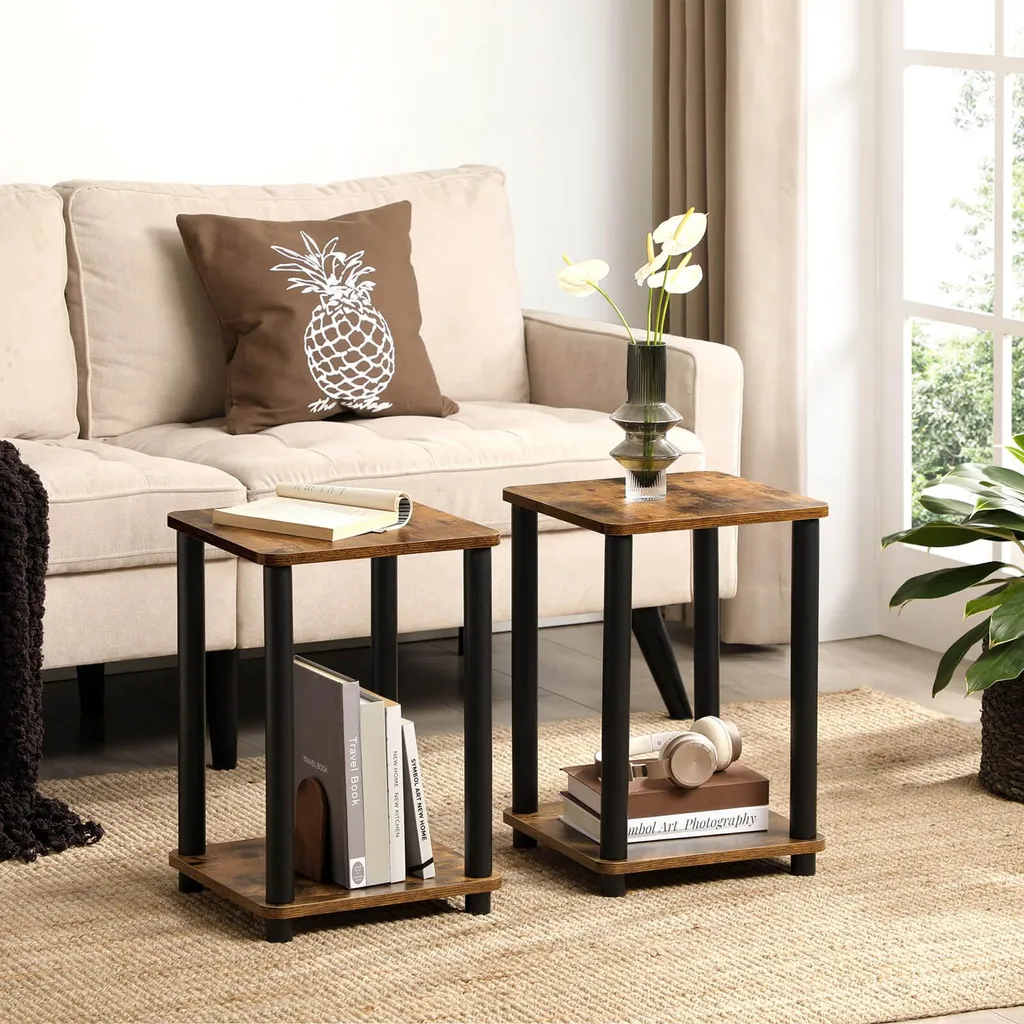 Table d'appoint espace salon coin lecture petite table basse bois métal - 3
