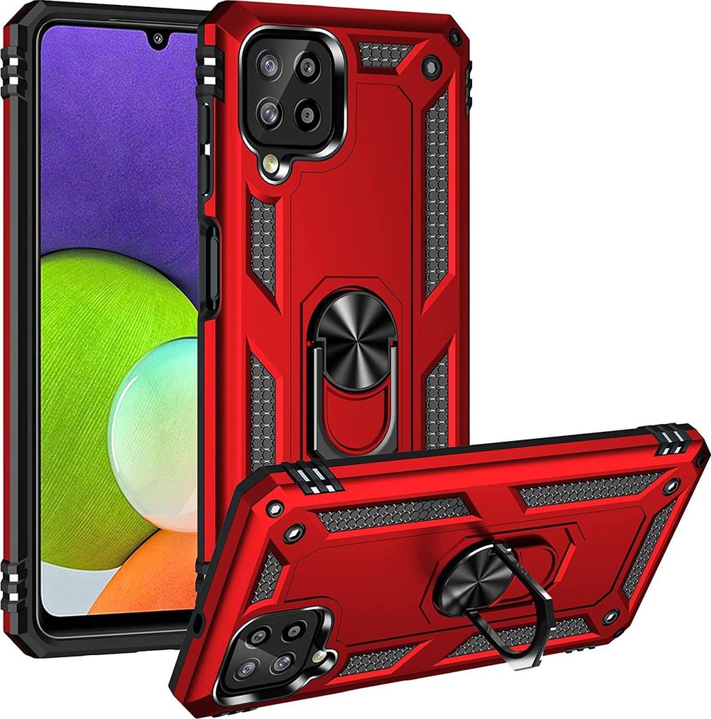 Armor Shield Handyhülle für Samsung Galaxy A12 / M12 Hülle Ultra Hybrid Case Handy Schutzhülle, Rot