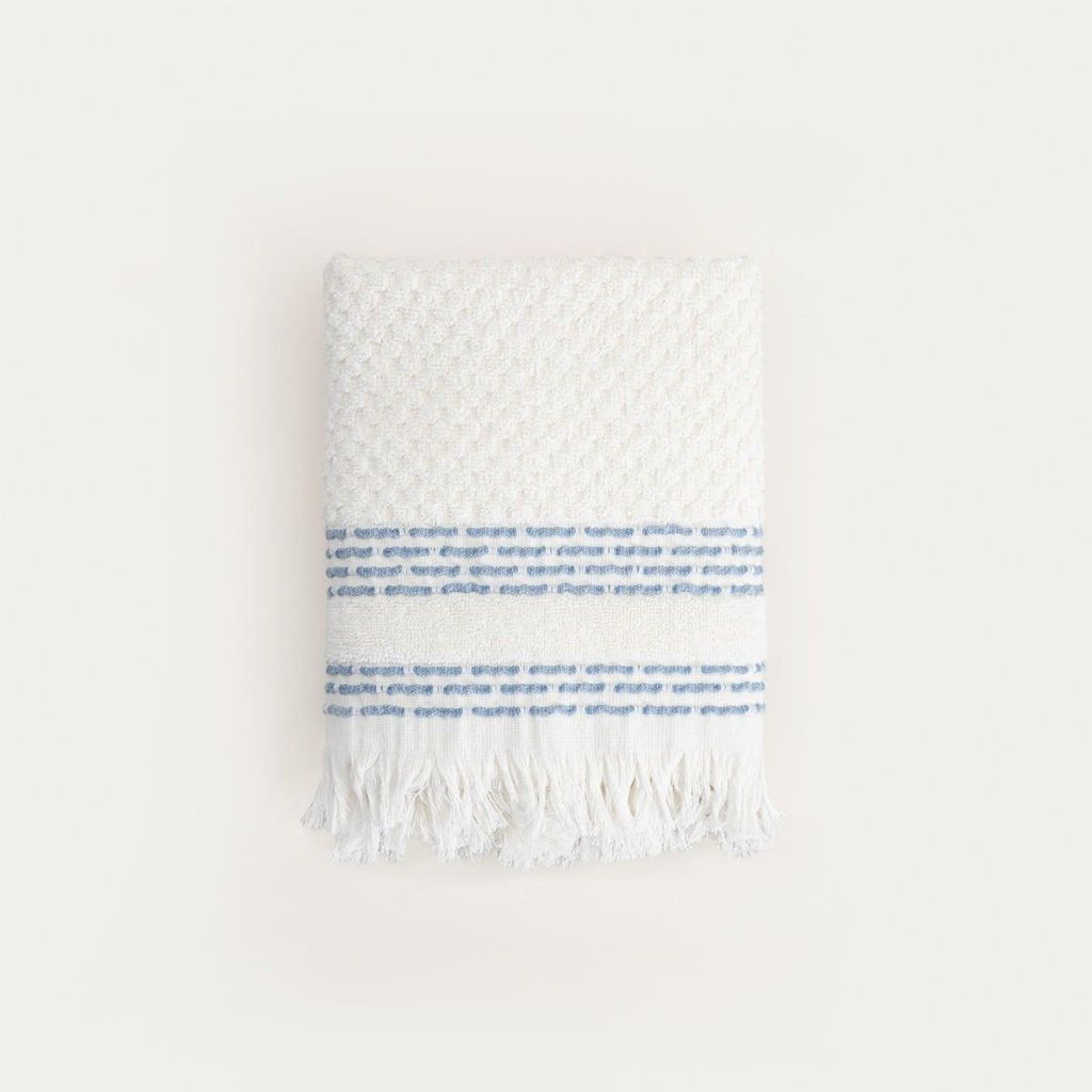 HOMLA ROSOP Boho-Handtuch mit marineblauen Streifen 50x90 cm