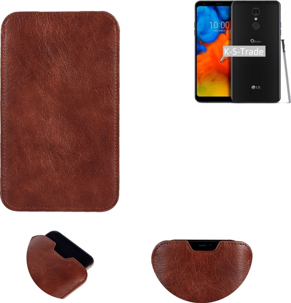 K-S-Trade Schutzhülle Handyhülle kompatibel mit LG Electronics Q Stylus Handytasche Kunstleder Sleeve in braun