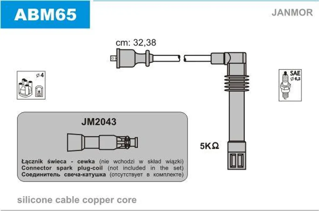 JANMOR ABM65 Set cavi accensione OE compatibile con Passat 3B, A6 4A, A4 8D
