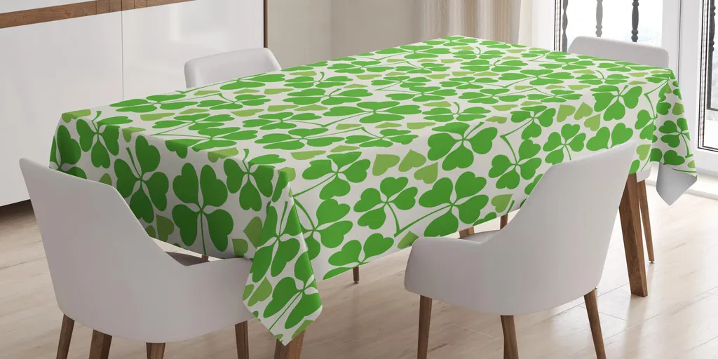 ABAKUHAUS tovaglia irlandese, tema gaelico natura-giardino-primavera trifoglio con grazioso cuore fresco, 140 x 200 cm, verde lime
