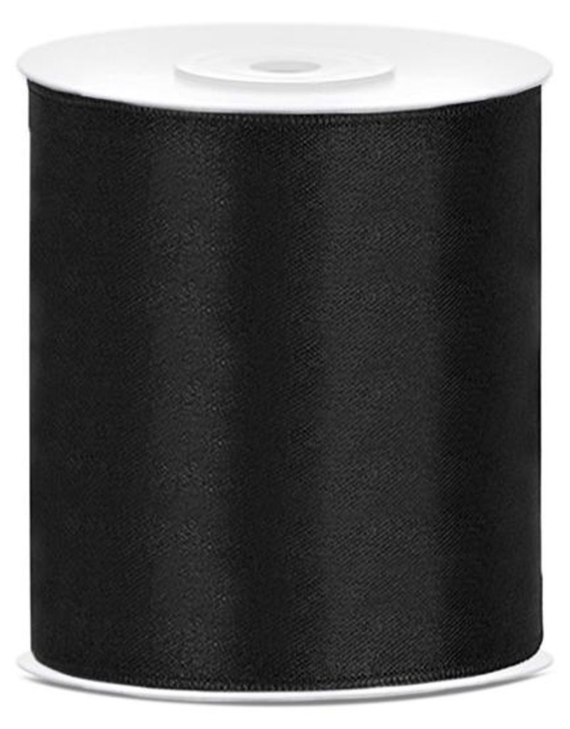 Satin Geschenkband schwarz 25m 100mm breit Produktbild 