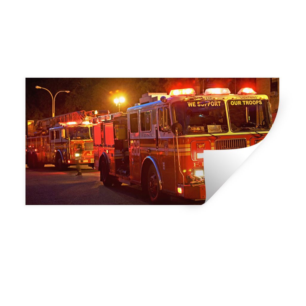 MuchoWow Wandtattoo Wandsticker Wandaufkleber Feuerwehrfahrzeuge von New York City 80x40 cm Selbstklebend und Repositionierbar - Aufkleber