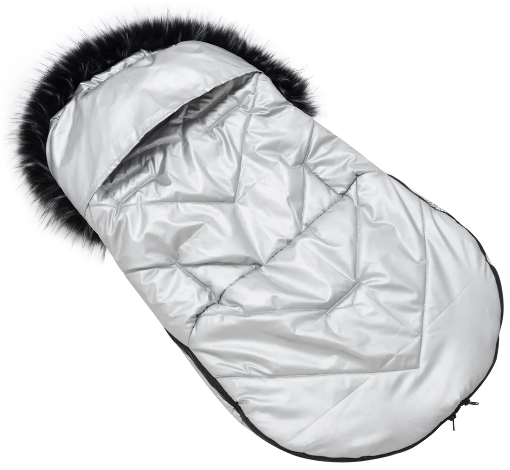 Chancelière universelle poussette hiver imperméable avec fourrure Silver - 2