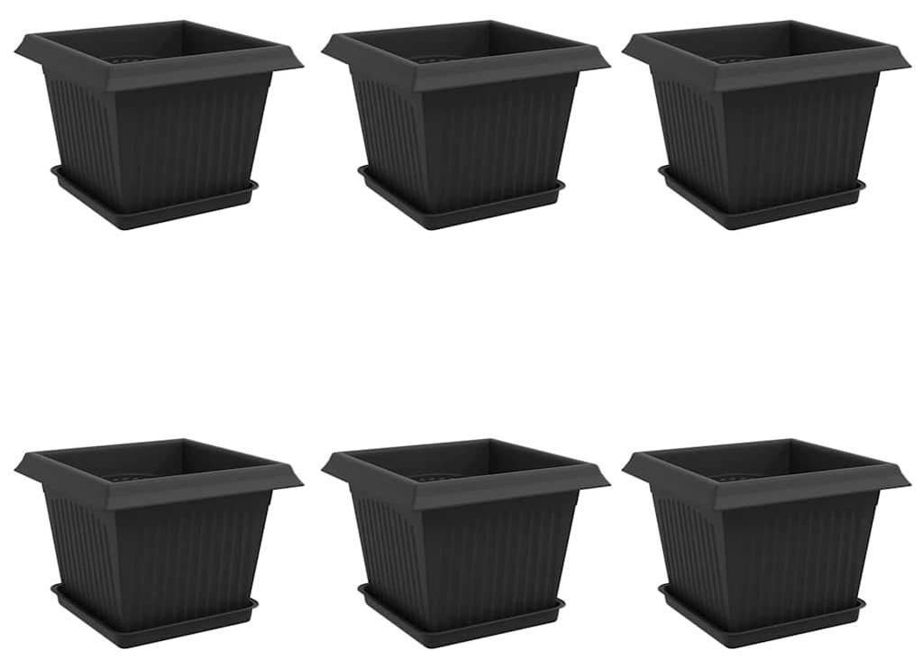 Blumentöpfe 6 pcs Schwarz 23 x 23 x 17,5 cm Kunststoff