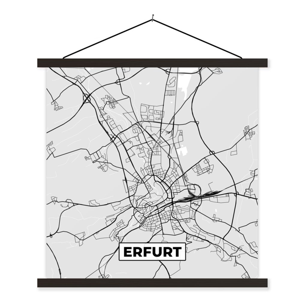 MuchoWow Textilposter Karte - Deutschland - Karte - Erfurt 40x40 cm mit schwarzem Rahmen - Fotos