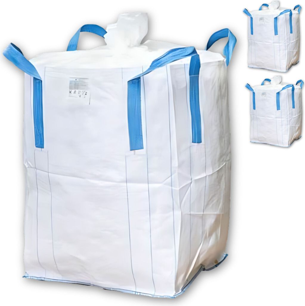 BIG BAG 90x90x110 cm Groß - BigBag mit Füllschürze (3er Pack) - Hohe Stabilität bis 1500 kg, Entsorgung des BigBags mit 4 Schlaufen (13,32€ /...