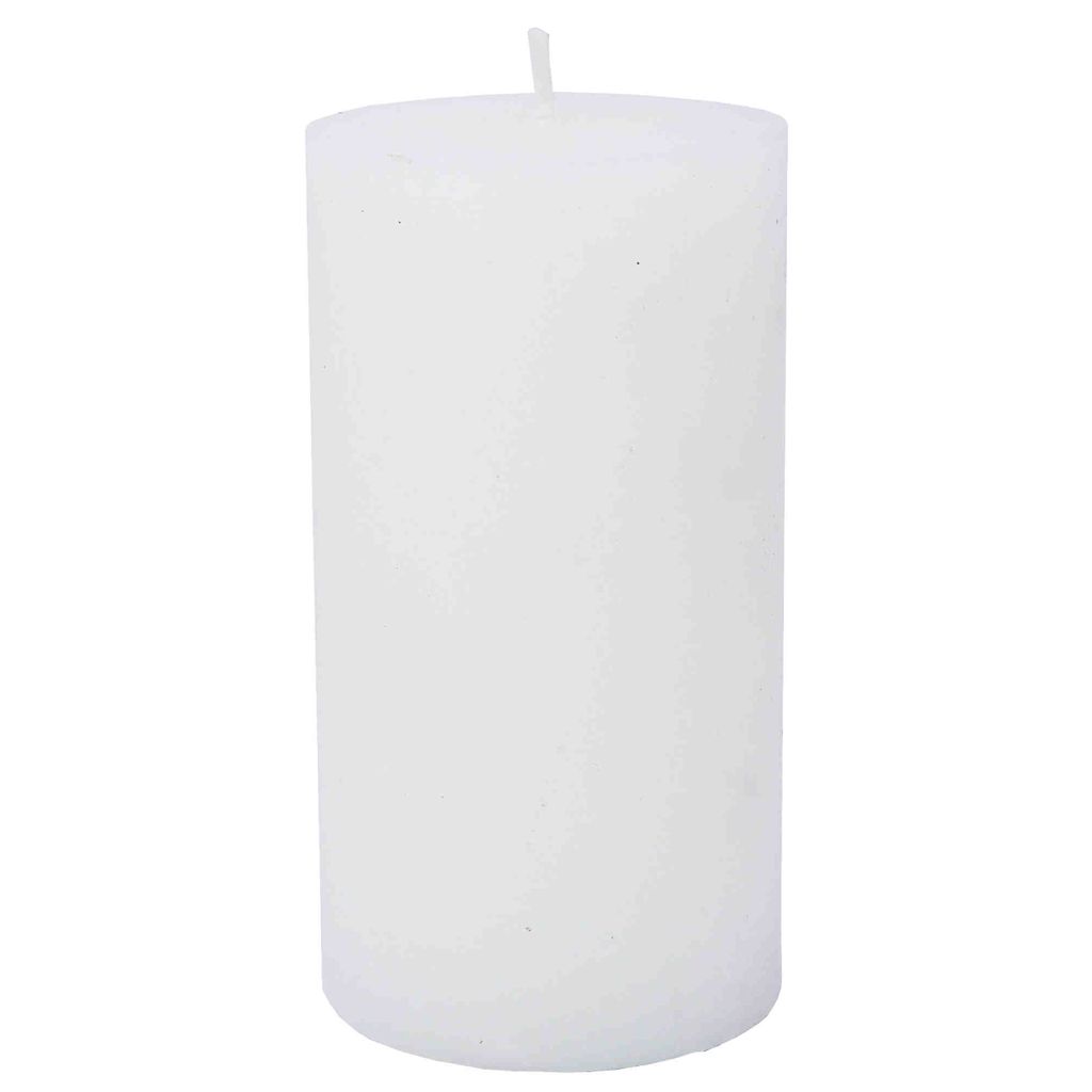 Stumpenkerze trendig weiß durchgefärbt aus Paraffin Höhe 15cm