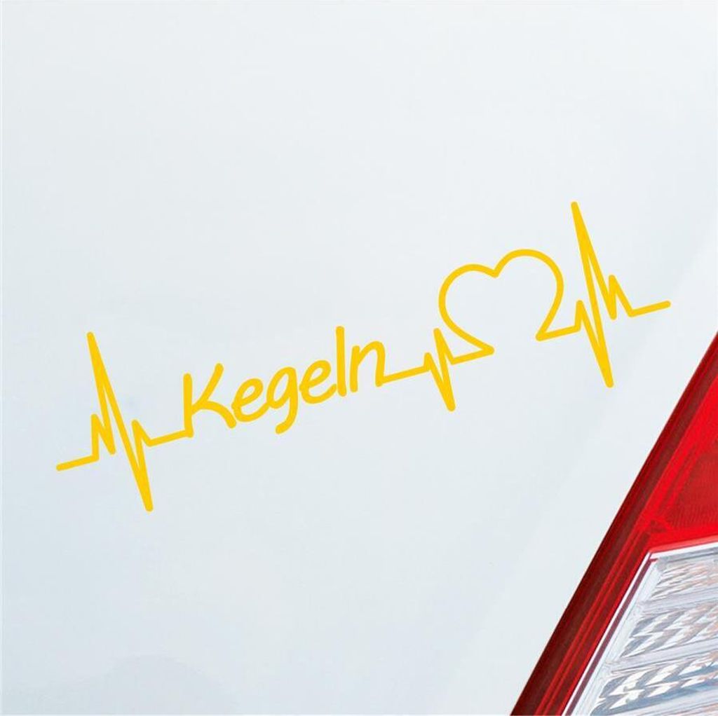 Auto Aufkleber Kegeln Herzschlag Ballsport Pins Kegel Sport Liebe 19x6 cm Gelb Sticker Heckscheibenaufkleber