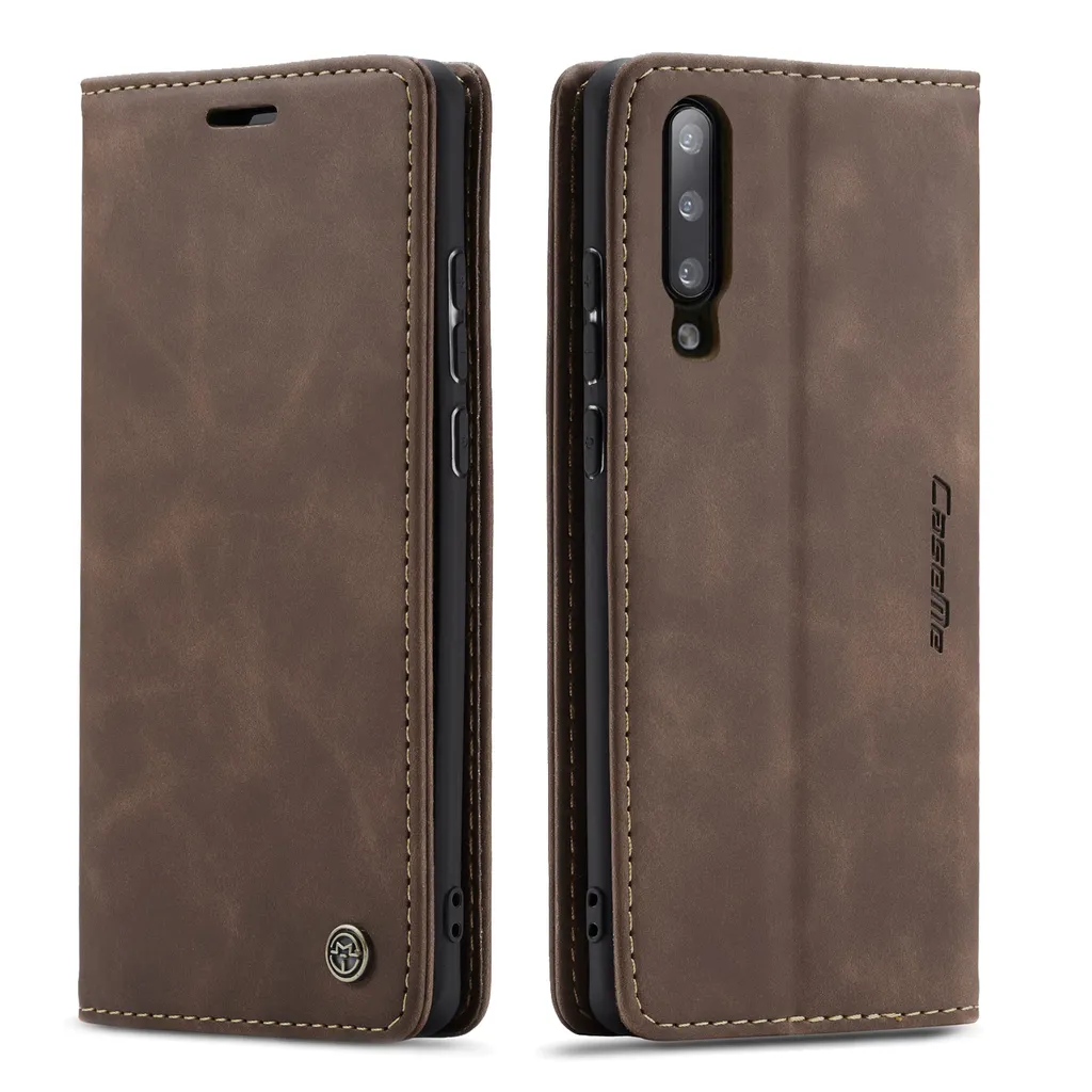 Custodia Samsung Galaxy A50s Retro in Finto Cuoio Caffè con Stand