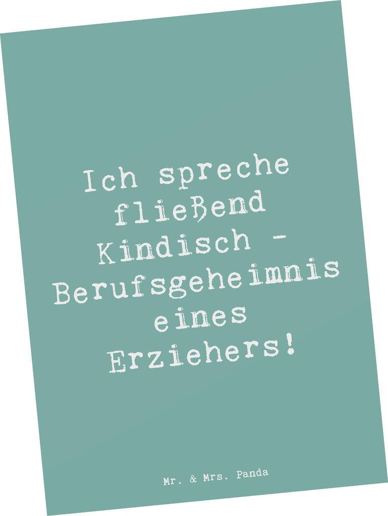 Mr. & Mrs. Panda Postkarte Spruch Erzieher Kindisch - Meeresbrise - Geschenk, Grußkarte, Ansichtskarten, Berufsstolz, kreative Geschenke, Fotokart...