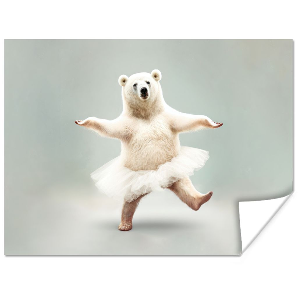 MuchoWow Poster Eisbär - Tutu - Weiß - Porträt - Tiere 160x120 cm - Foto Plakat
