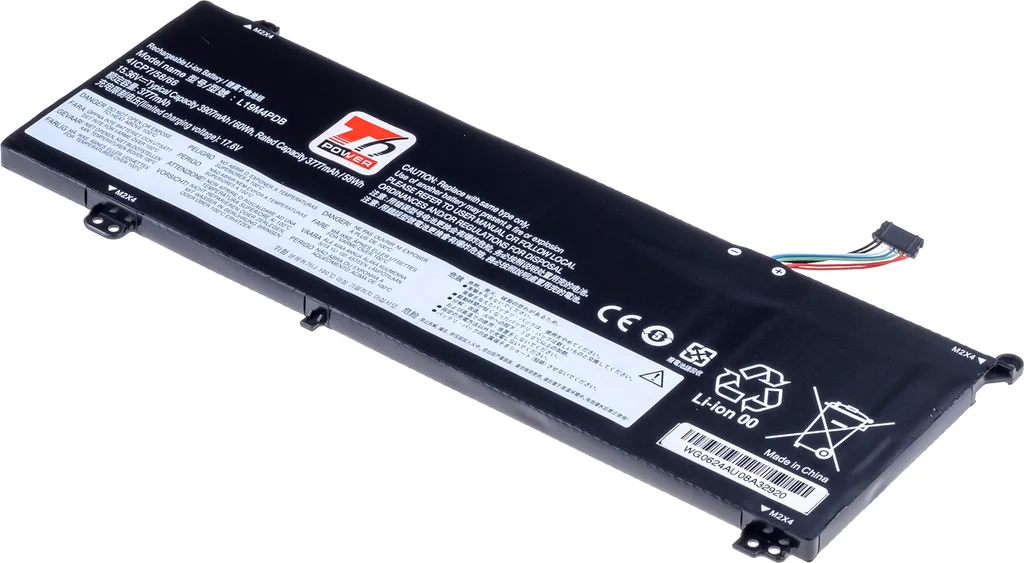 Batteria T6 Power per Lenovo ThinkBook 14s Yoga G3 IRU 21JG, Li-Poly, 15,36 V, 3907 mAh (60 Wh), nero