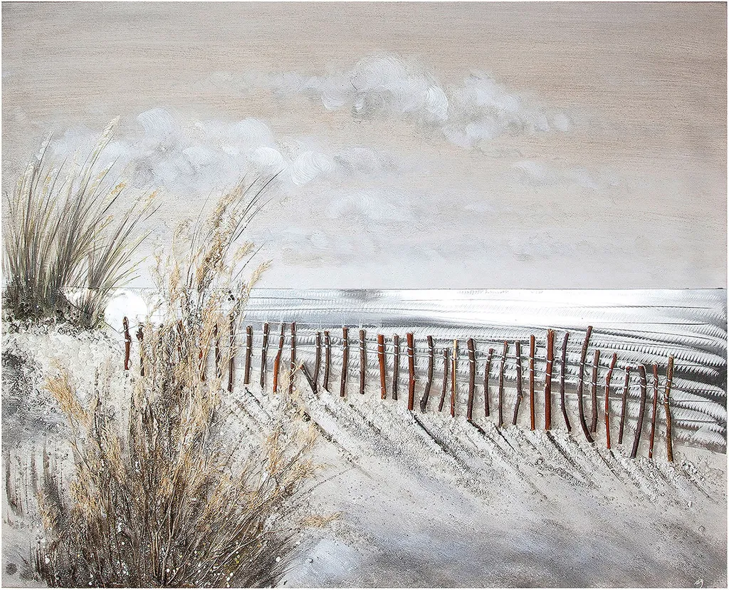 Décoration murale paysage de dunes Gilde en aluminium et bois beige