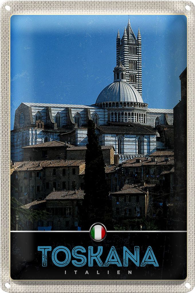 Blechschild Reise 40x30cm Toskana Italien Wüste Natur Sand