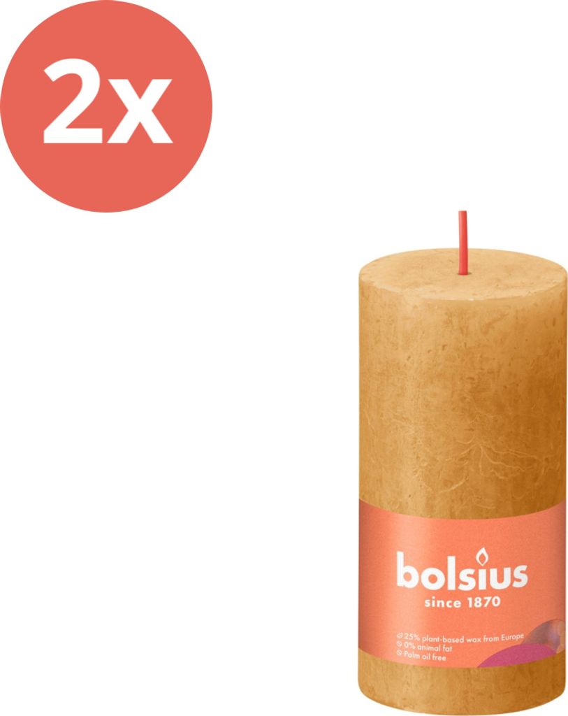 Bolsius - Rustikale Stumpenkerze - 100/50 - 1 Stück pro Packung - Wabengelb - Vorteilspack - 2 Stücke