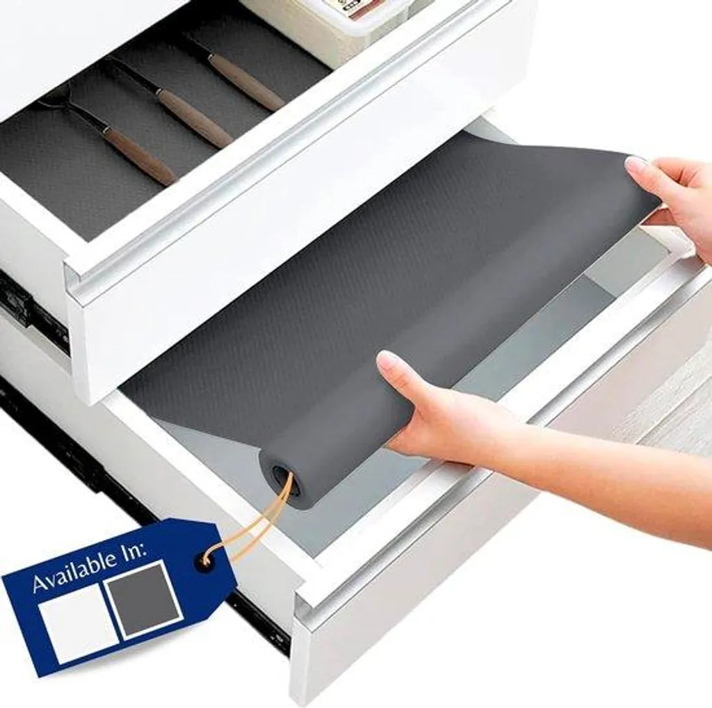Revêtement Antidérapant pour Tiroirs 30 x 150 cm - Lot de 2 Rouleaux Gris