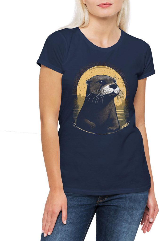 Urban Backwoods Otter B, Damen T-Shirt, Farbe: Navy, Größe: M