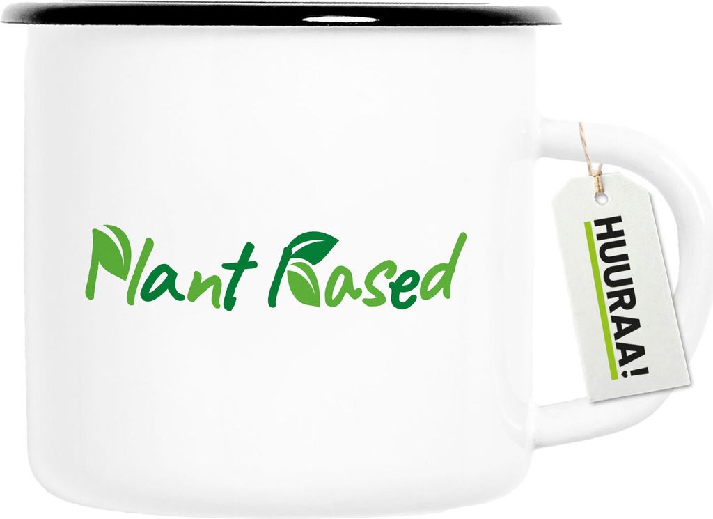 Huuraa Emaille Tasse Plant Based Blätter 300ml Vintage Campingbecher Geschenkidee